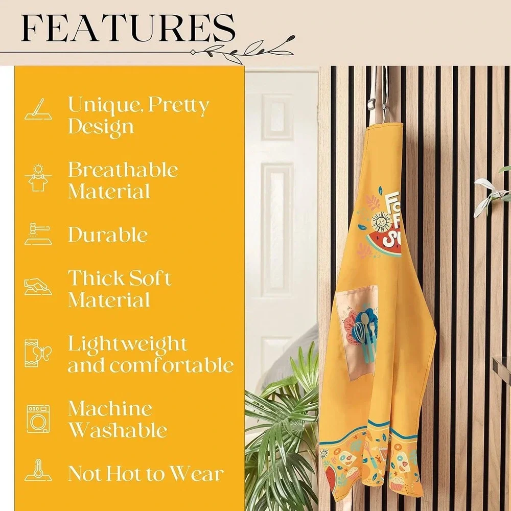 Waterproof Apron for Adults – Adjustable‎ Fit with Deep Pockets, Stylish Cooking